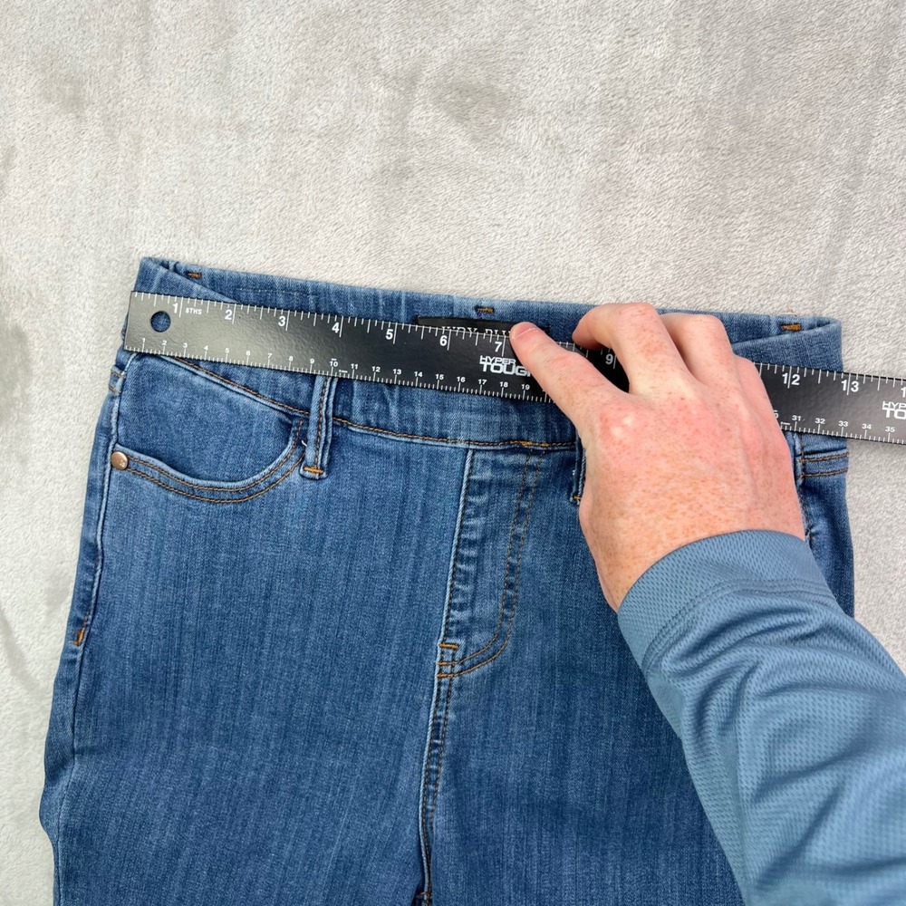 Judy Blue Pull On Straight Jeans Womens 1/25 Blue Medium Wash Stretch Frayed Hem - Picture 10 of 14